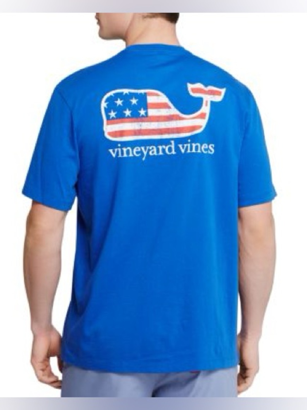 Vineyard Vines Whale Tee - Blue with Americana Logo